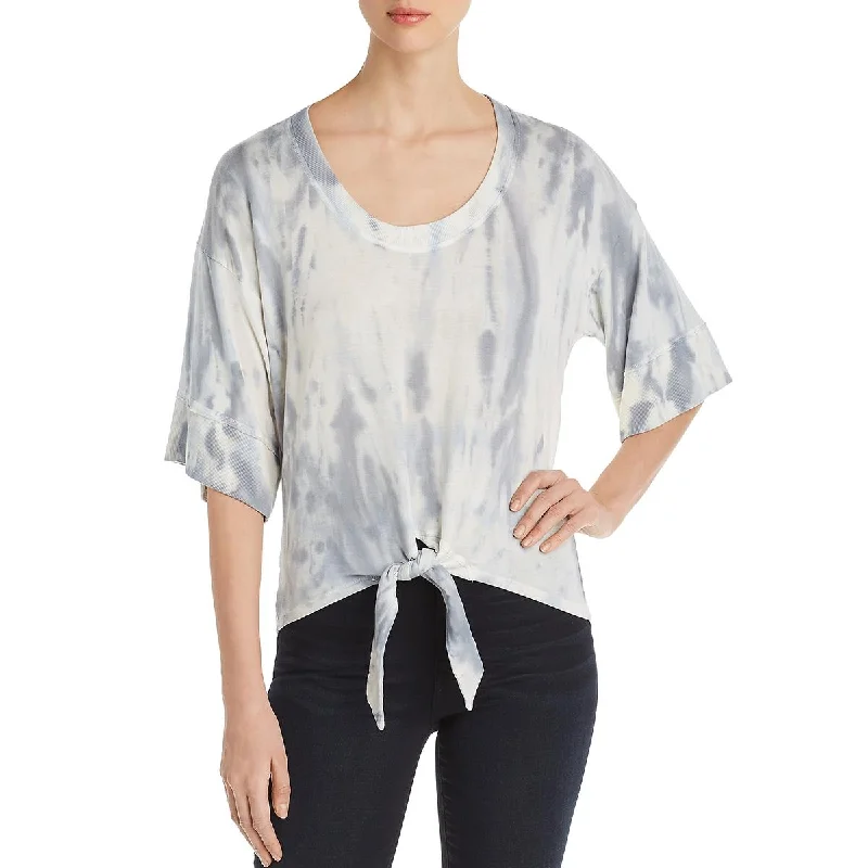 Red Haute Womens Tencel Tie-Dye Blouse Silky Tunic Blouse
