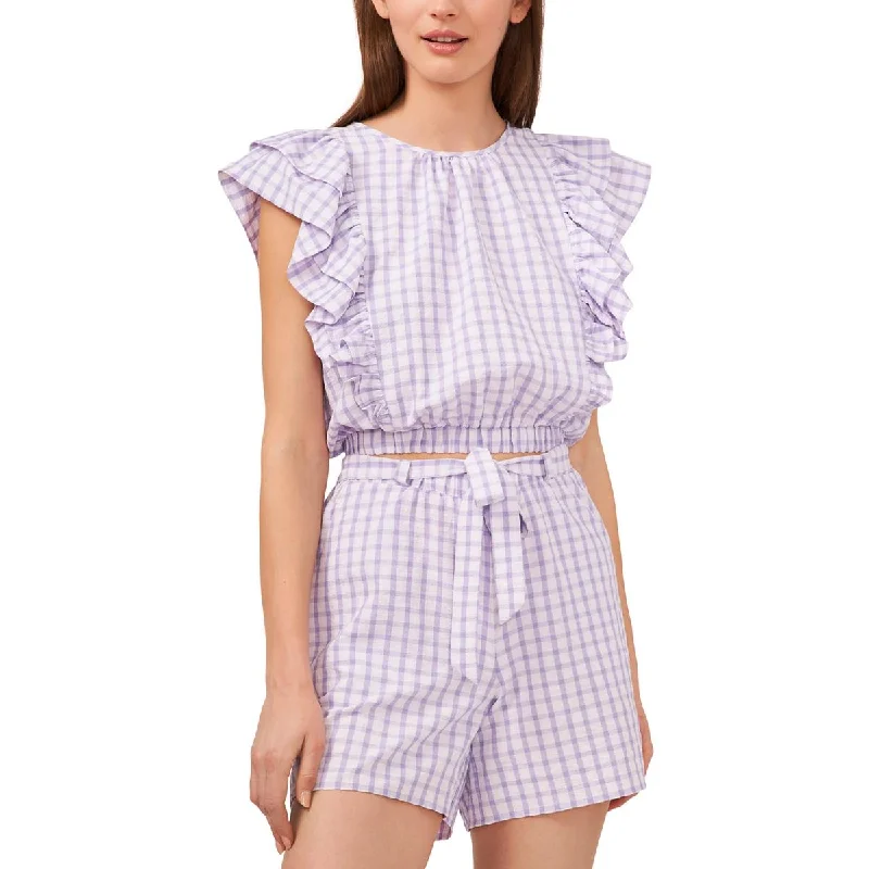 Riley & Rae Womens Checkered Daytime Blouse Business Casual Blouse