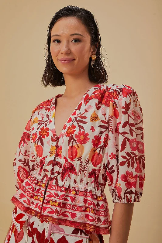 Off-White Romantic Orchard Crop Blouse Peter Pan Blouse