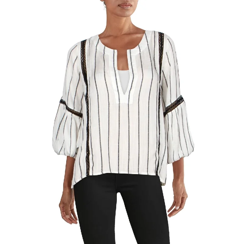 Sancia Womens Sigrid Striped V-Neck Blouse Lightweight Chiffon Blouse