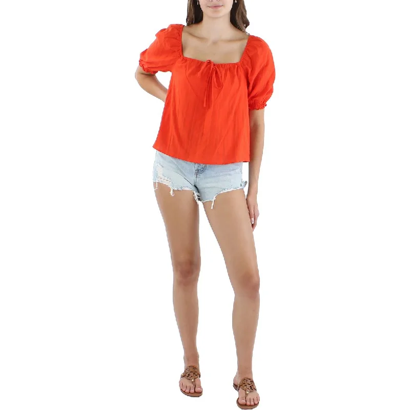 Sanctuary Womens Remember Me Square Neck Peasant Blouse Flowy Bohemian Blouse