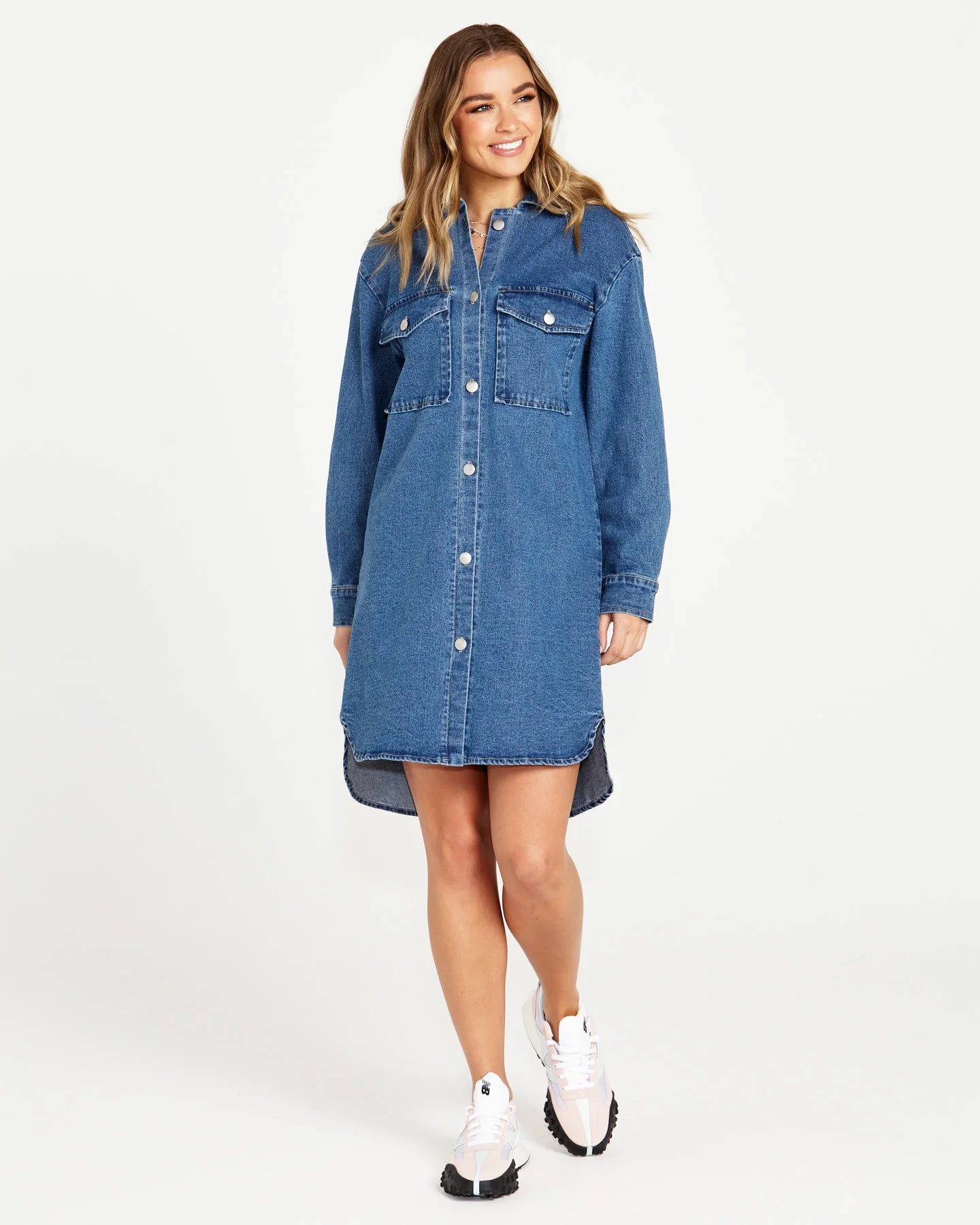 SASS NYA LONG DENIM SHACKET 80 WASH Elegant Office Blouse
