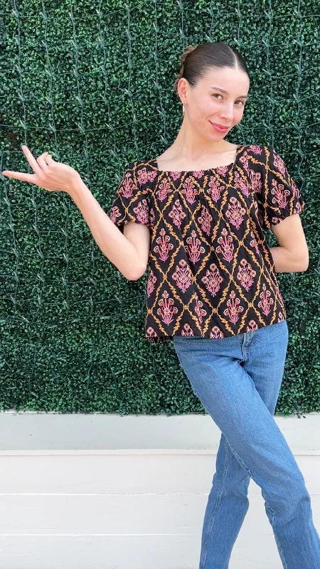 Ethnic Embroidered Blouse Airy Cotton Blouse