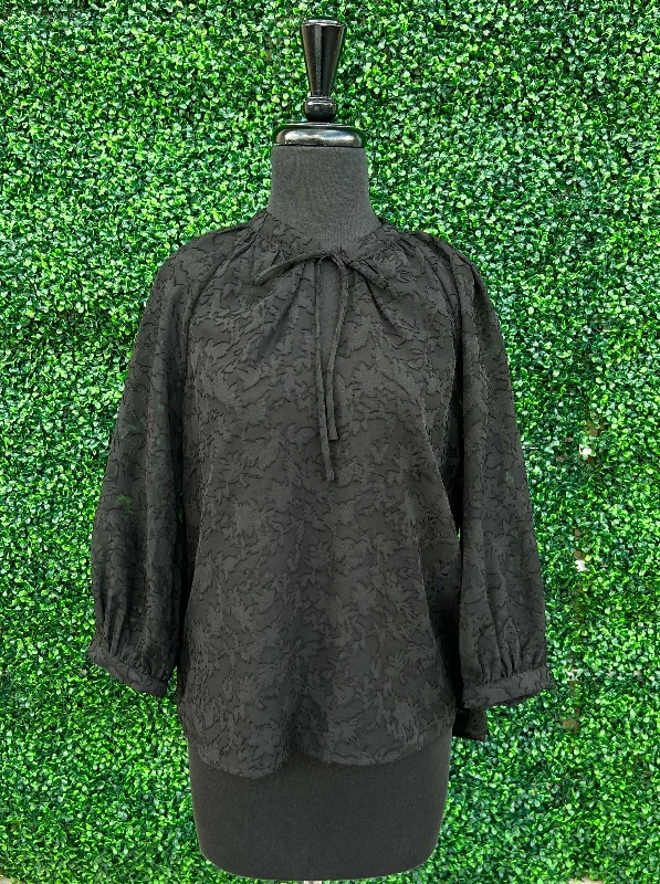 Sheer Sleeve Blouse Elegant Embroidery Blouse