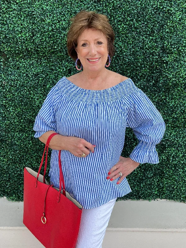 Smocked Off the Shoulder Blouse Gathered Detail Blouse
