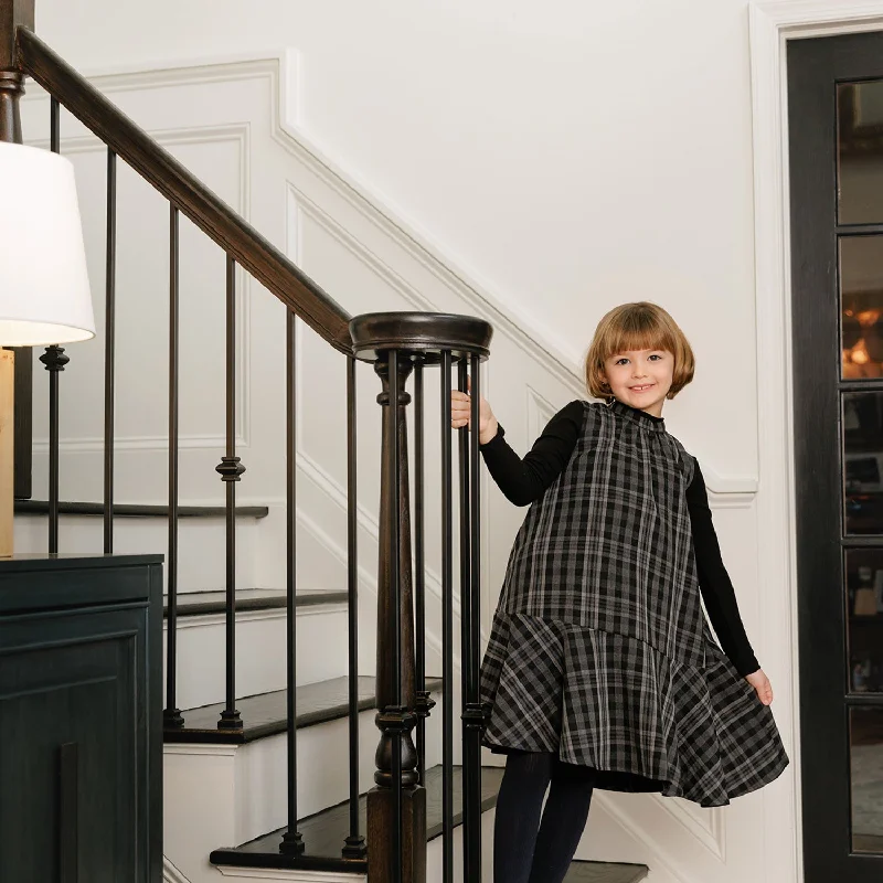 Velvette Label Black/Grey Plaid Jumper Long Sweater Short Sweater Cropped Sweater