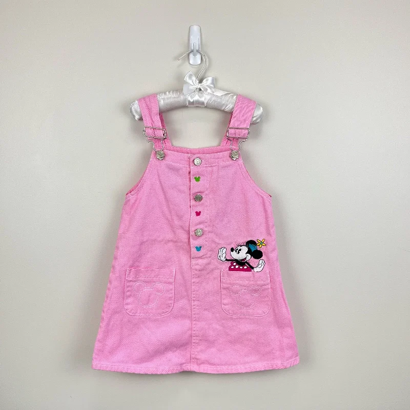 Vintage Mickey & Co Pink Denim Jumper 6 Solid Color Striped Floral Print