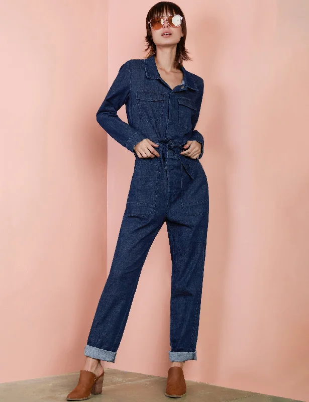 Hi-Bar Denim Jumper Solid Color Striped Floral Print