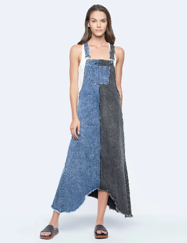 Pieced Denim Jumper Stretchy Elastic Breathable