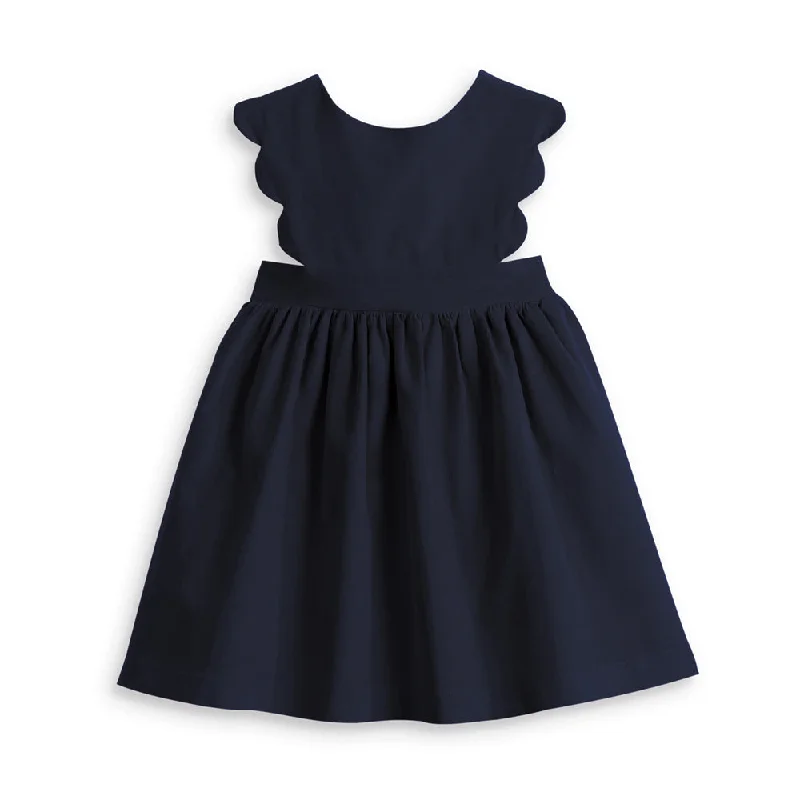 Adalene Scalloped Jumper -- Navy Cord Chenille Blend Fleece Blend Nylon Blend
