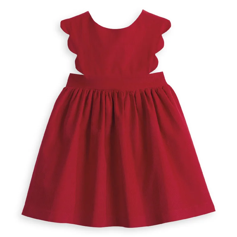 Adalene Scalloped Jumper -- Red Cord Handmade Hand-knitted Hand-woven