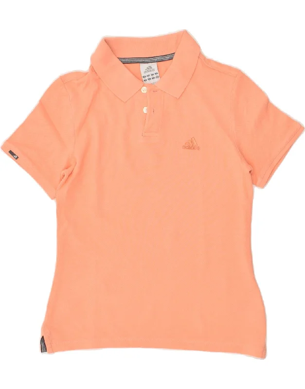 ADIDAS Womens Polo Shirt UK 10 Small  Orange Cotton Comfortable Short Sleeve Blouse