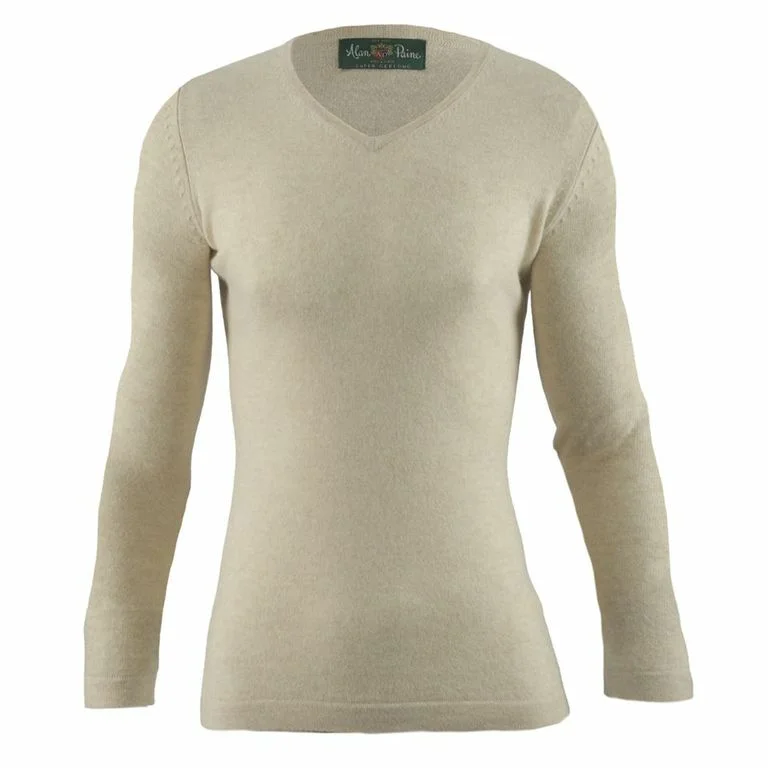 Alan Paine Ladies Geelong Lambswool V Neck Jumper - Ivory Size 16 Cotton Fabric Linen Fabric Terry Fabric Alan Paine Ladies Geelong Lambswool V Neck Jumper - Ivory Size 16 Cotton Fabric Linen Fabric Terry Fabric