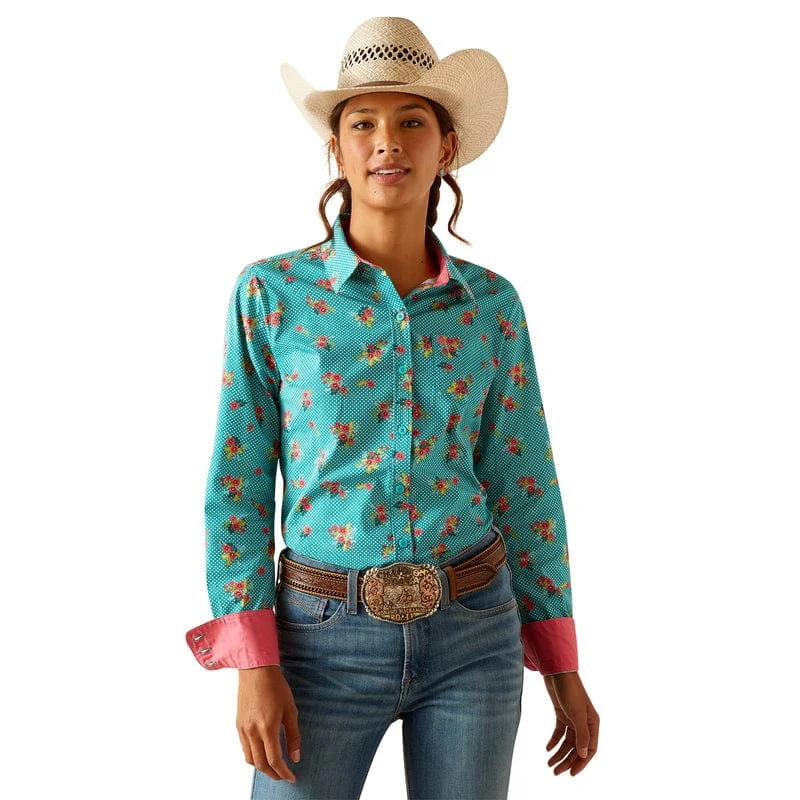 Ariat Women's Kirby Esmerelda Print Wrinkle Resist Long Sleeve Stretch Shirt 10048883 Modern Short Sleeve Top