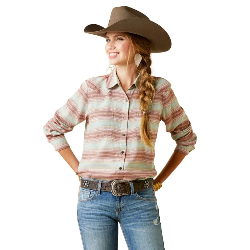 Ariat Women's REAL Billie Jean Sagebrush Serape Long Sleeve Button Down Shirt 10045044 Classic Button-Up Short Tee