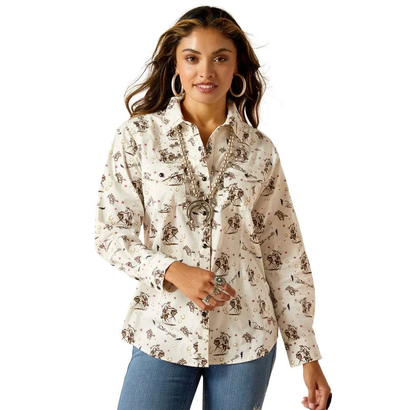 Ariat Women's Thrills N Spills Thrilling Print Long Sleeve Shirt 10051277 Relaxed Button-Down Short Shirt