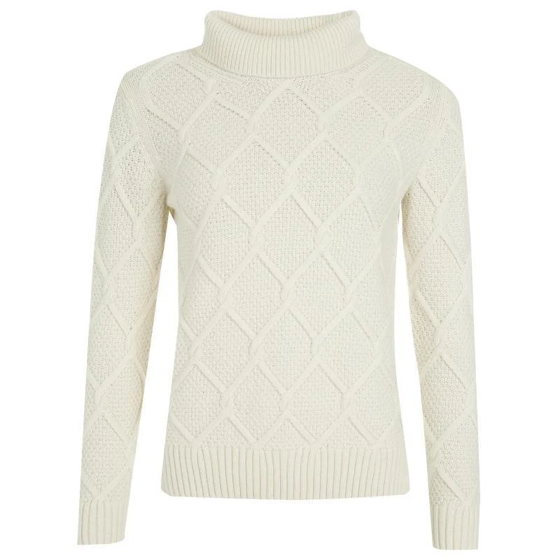 Barbour Burne Ladies Roll Neck Jumper - Cream Solid Color Striped Floral Print