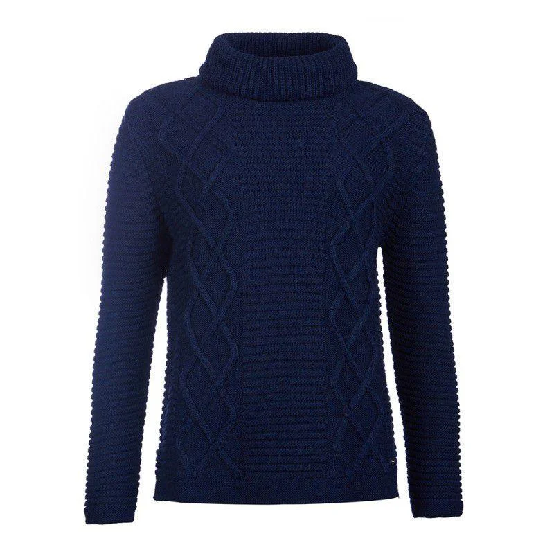Barbour Ladies Alpaca Mix Court Roll Collar Knit Jumper - Navy Graphic Sweater Embroidered Appliqued