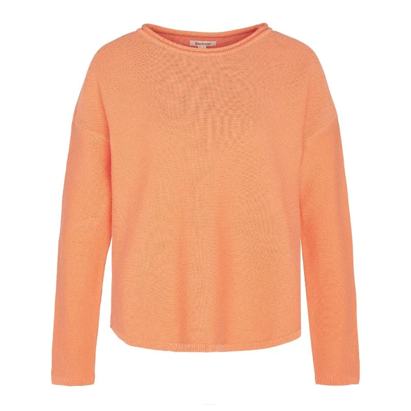 Barbour Marine Ladies Knitted Jumper - Apricot Crush Striped Floral Plaid