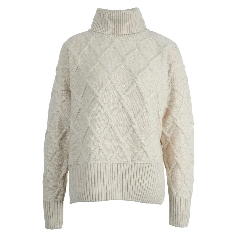 Barbour Perch Ladies Roll Neck Jumper - Oatmeal Terry Terry Cloth Terry Knit