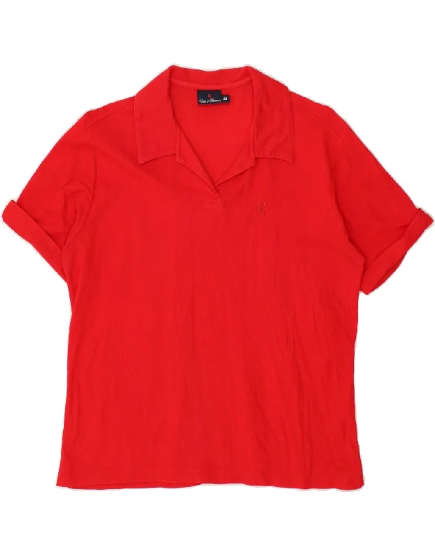 CONTE OF FLORENCE Womens Polo Shirt IT 48 XL Red Cotton Fashionable Short Sleeve Shirt