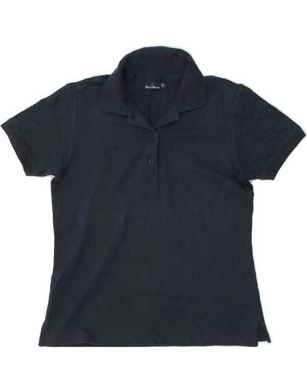 CONTE OF FLORENCE Womens Polo Shirt UK 18 XL Navy Blue Cotton Relaxed Cotton Short Shirt