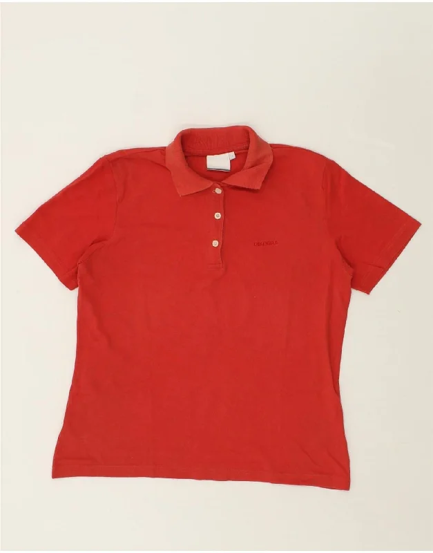 DIADORA Womens Polo Shirt UK 18 XL Red Cotton Classic V-Neck Short Shirt