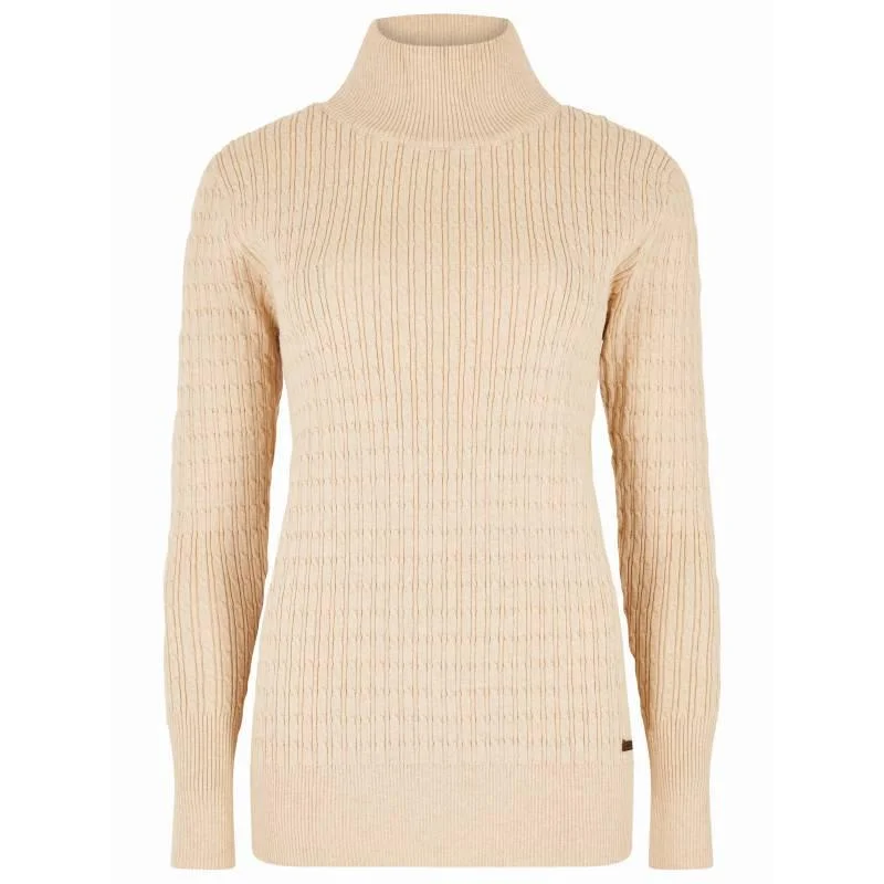 Dubarry Hacketstown Ladies Roll Neck Jumper - Oyster Houndstooth Herringbone Solid