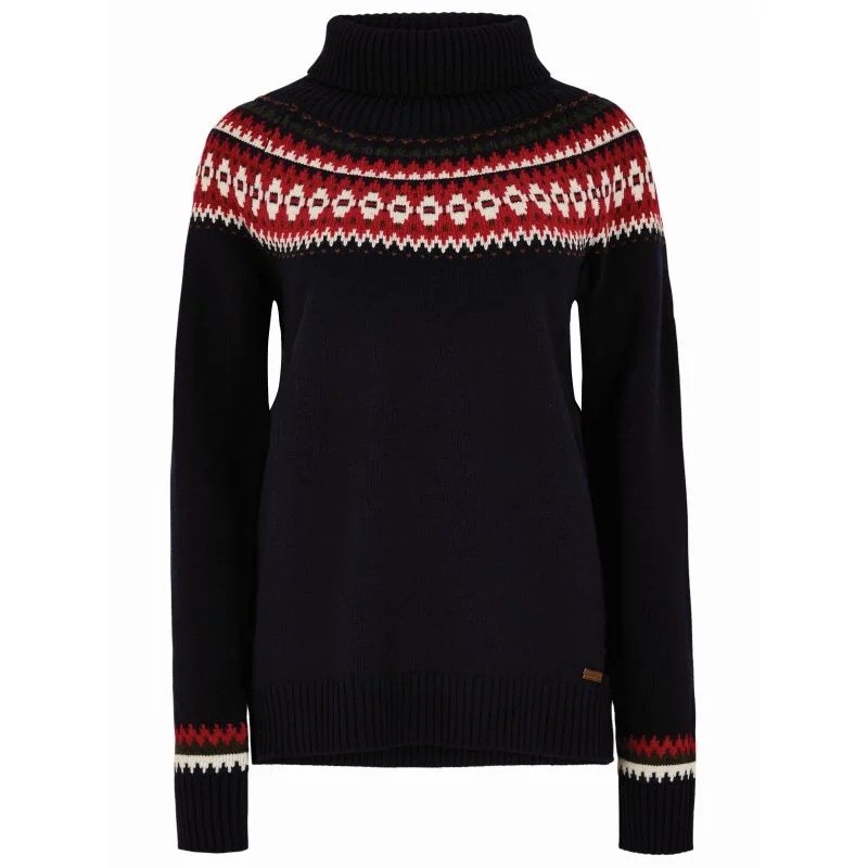 Dubarry Riverdale Ladies Fairisle Jumper - Navy Zippered Buttoned Snapped