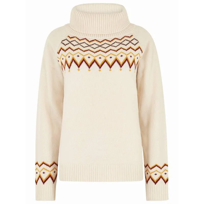 Dubarry Riverstown Ladies Fair Isle Polo Neck Jumper - Chalk Oversized Loose Flowy