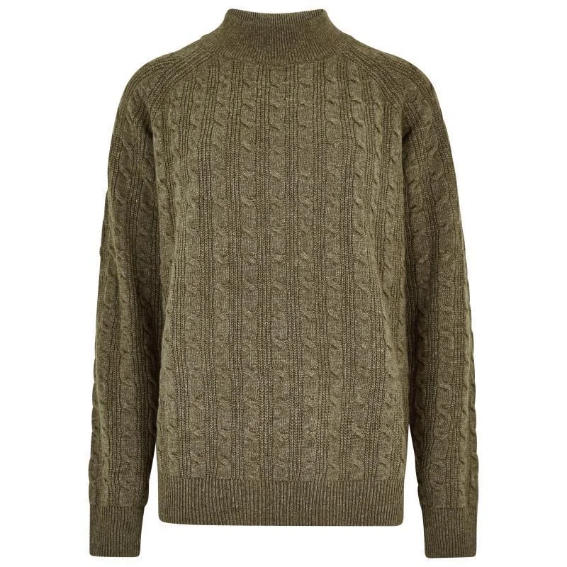 Dubarry Tallanstown Ladies Funnel Neck Jumper - Dusky Green Toggled Drawstring Belted