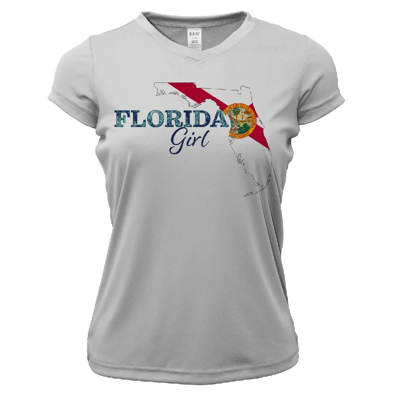 Dunedin Florida Girl Women's Short Sleeve UPF 50+ Dry-Fit Shirt Cozy Loose Fit Short Sleeve