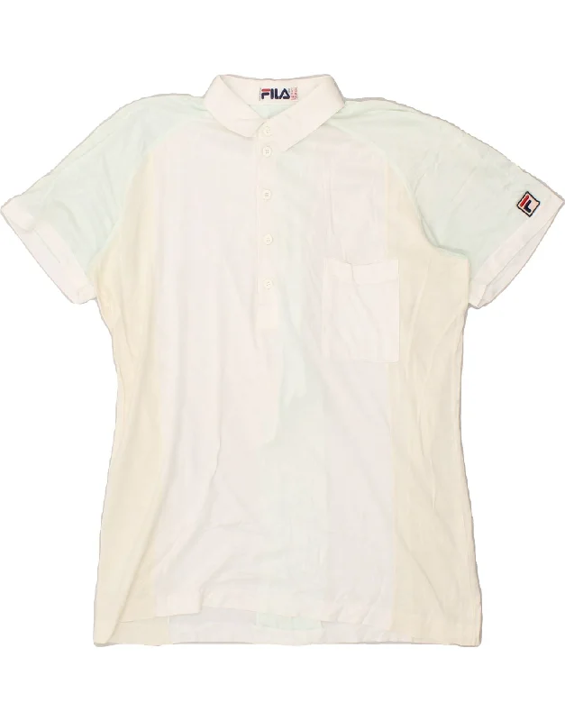 FILA Womens Polo Shirt IT 52 Large Multicoloured Colourblock Modern Casual Short Sleeve