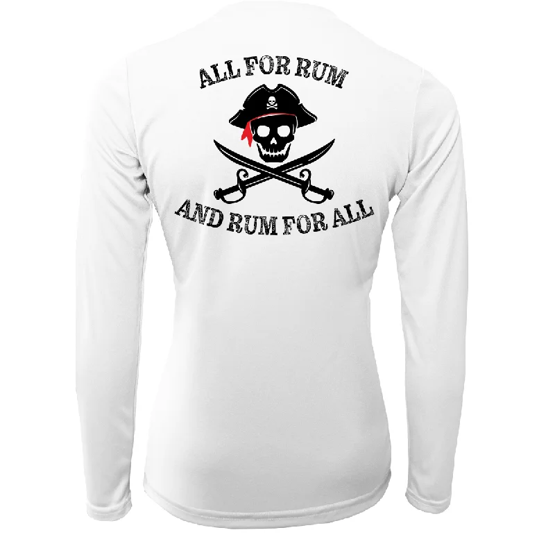 Florida Freshwater Born "All For Rum and Rum For All" Women's Long Sleeve UPF 50+ Dry-Fit Shirt Casual Cotton Short Shirt