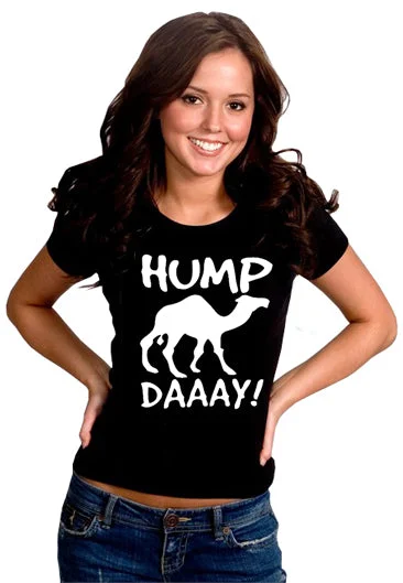 Hump Day Camel Girl's T- Shirt (Black) Relaxed Fit Short Shirt