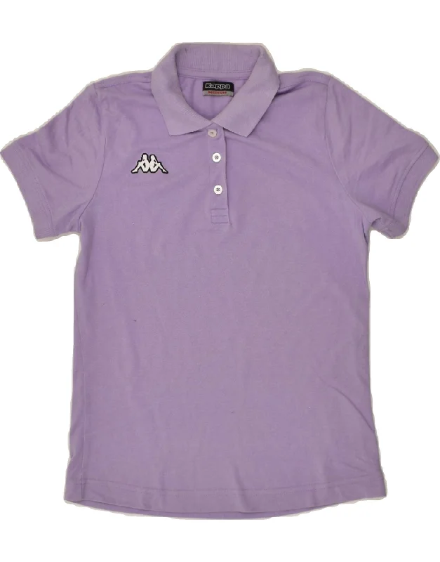 KAPPA Womens Polo Shirt UK 14 Medium Purple Cotton Cozy Loose Fit Short Sleeve