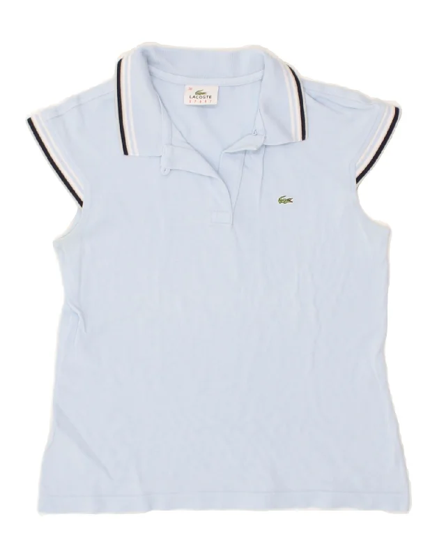 LACOSTE Womens Polo Shirt Size 38 Medium Blue Cotton Casual Loose Short Sleeve