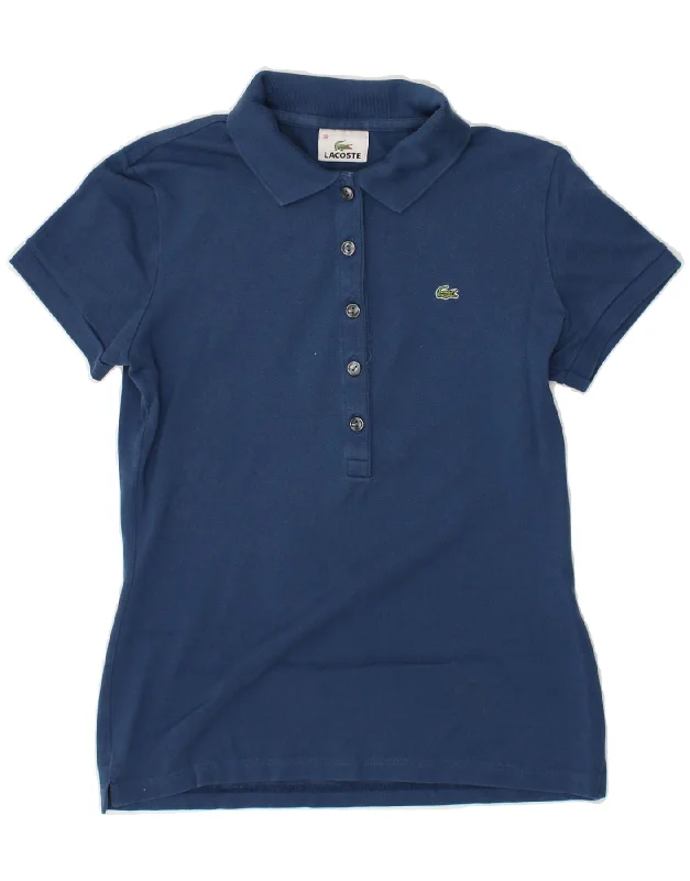 LACOSTE Womens Polo Shirt Size 38 Medium Navy Blue Cotton Comfortable Flowing Short Sleeve