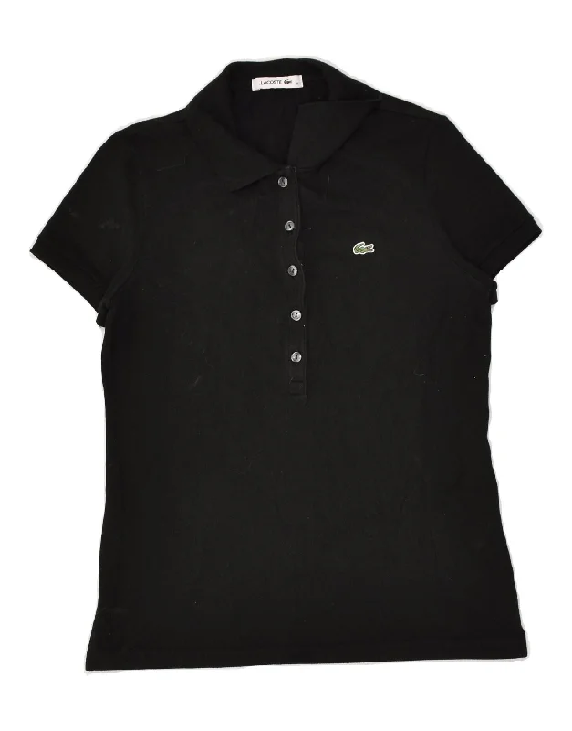 LACOSTE Womens Polo Shirt Size 40 Medium Black Cotton Relaxed Cotton Short Blouse