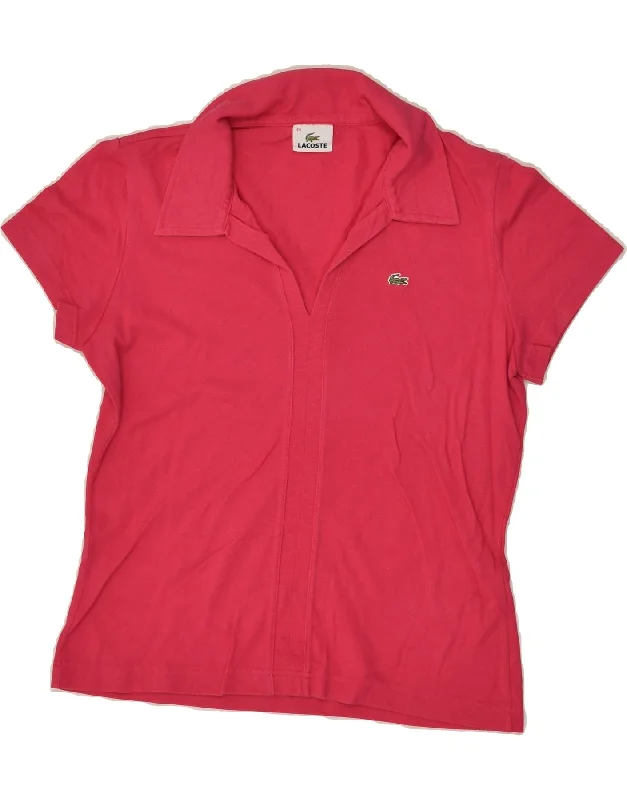 LACOSTE Womens Polo Shirt Size 44 Large Pink Cotton Stylish Casual Short Tee