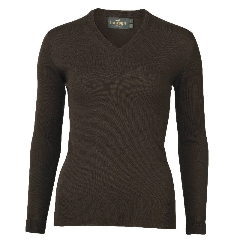 Laksen Carnaby V-Neck Merino Ladies Jumper - Chocolate Wool Sweater Cotton Sweater Cashmere Sweater Laksen Carnaby V-Neck Merino Ladies Jumper - Chocolate Wool Sweater Cotton Sweater Cashmere Sweater