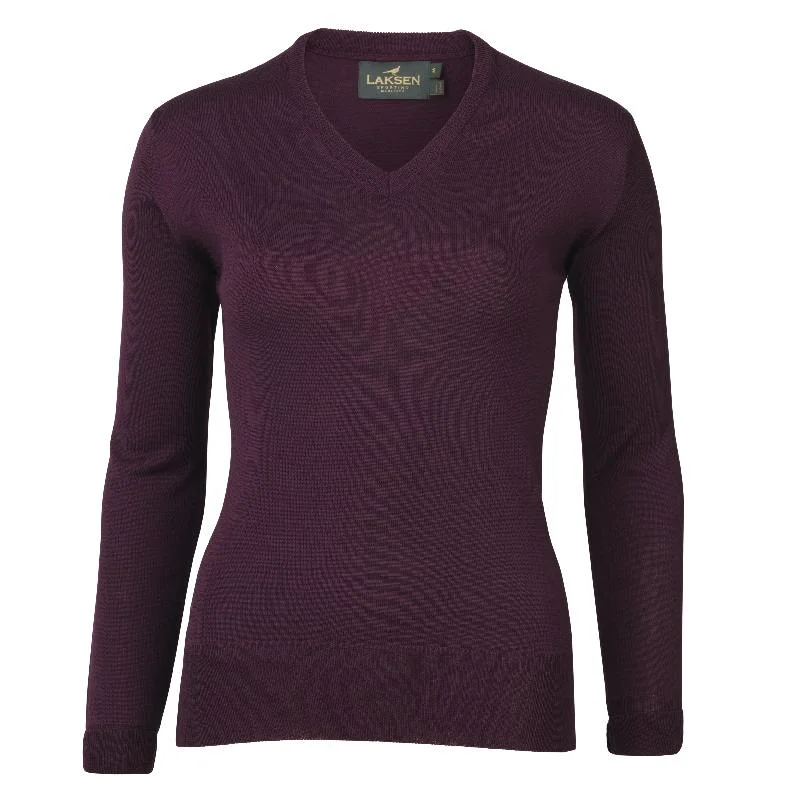 Laksen Carnaby V-Neck Merino Ladies Jumper - Purple Beaded Sweater Sequined Faux Fur Laksen Carnaby V-Neck Merino Ladies Jumper - Purple Beaded Sweater Sequined Faux Fur