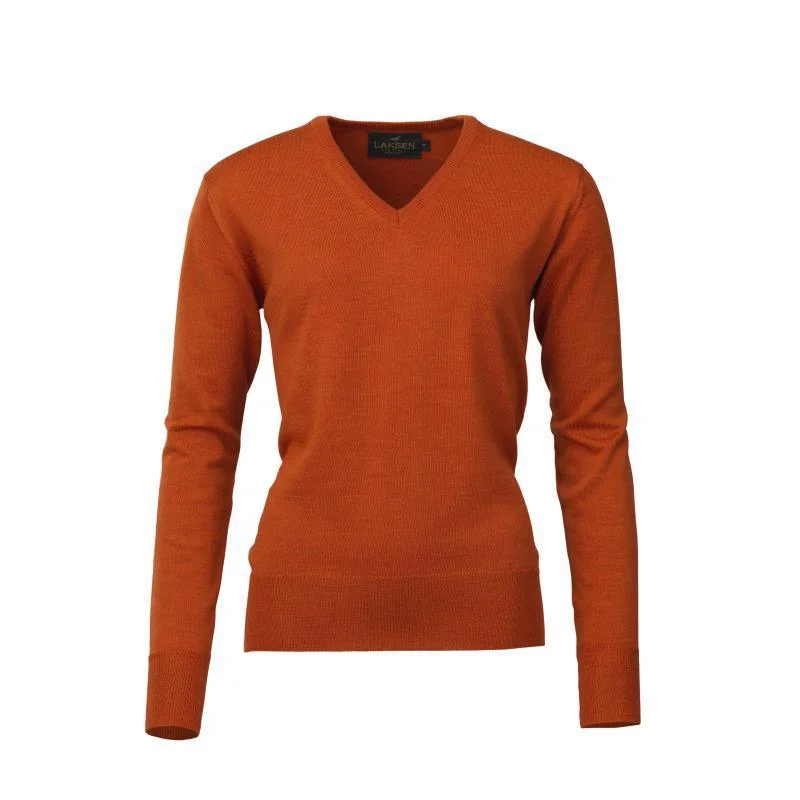 Laksen Essex V-Neck Merino Ladies Jumper - Mandarin Solid Color Striped Floral Print Laksen Essex V-Neck Merino Ladies Jumper - Mandarin Solid Color Striped Floral Print