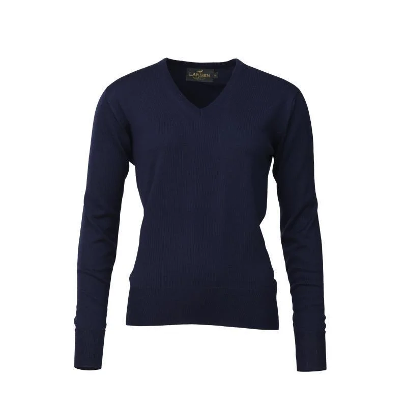 Laksen Essex V-Neck Merino Ladies Jumper - Navy Layered Multi-layer Single Layer