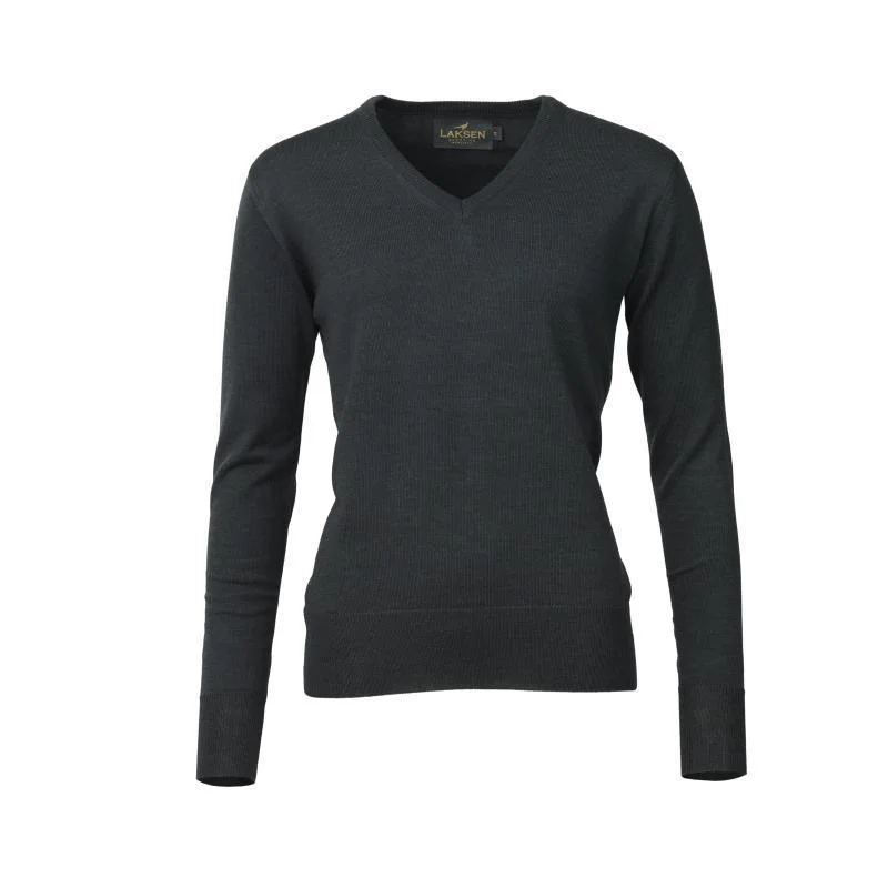 Laksen Essex V-Neck Merino Ladies Jumper - Pine Hooded Caped Shawl Collar