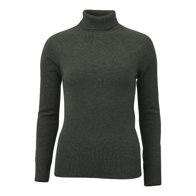 Laksen Kit Ladies Lambswool Cashmere Roll Neck Jumper - Forest Green Polka Dot Checkered Tartan Laksen Kit Ladies Lambswool Cashmere Roll Neck Jumper - Forest Green Polka Dot Checkered Tartan