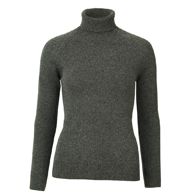 Laksen Westminster Ladies Lambswool Roll Neck Jumper - Loden Fitted Loose Oversized