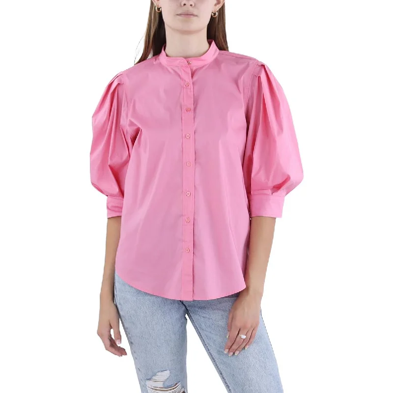 Lauren Ralph Lauren Womens Collar Shirt Button-Down Top Trendy Turtleneck Short Shirt