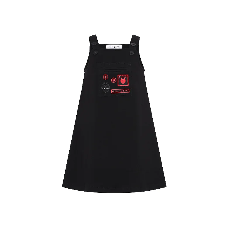 Multi patch black jumper by Little Parni Modern Contemporary Chic