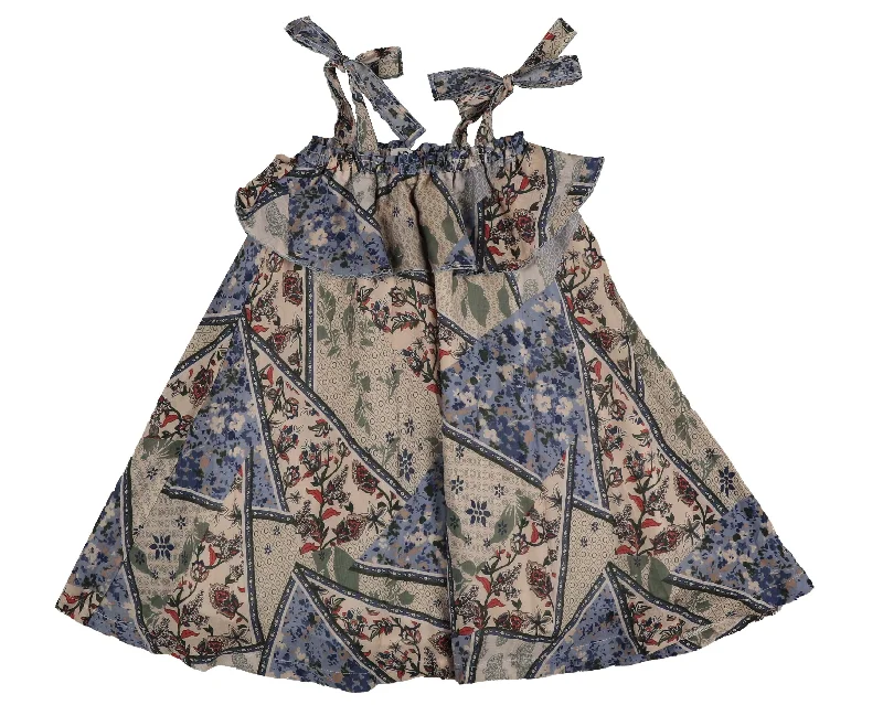 Patchwork light blue floral jumper by Belati Embroidered Appliqued Beaded